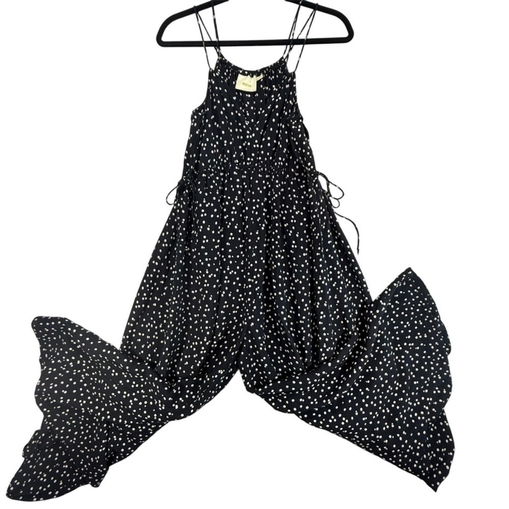 NWOT Anthropologie Maeve Finley Wide Leg Black White Polla Dot Flowy Jumpsuit 4 - Picture 9 of 14